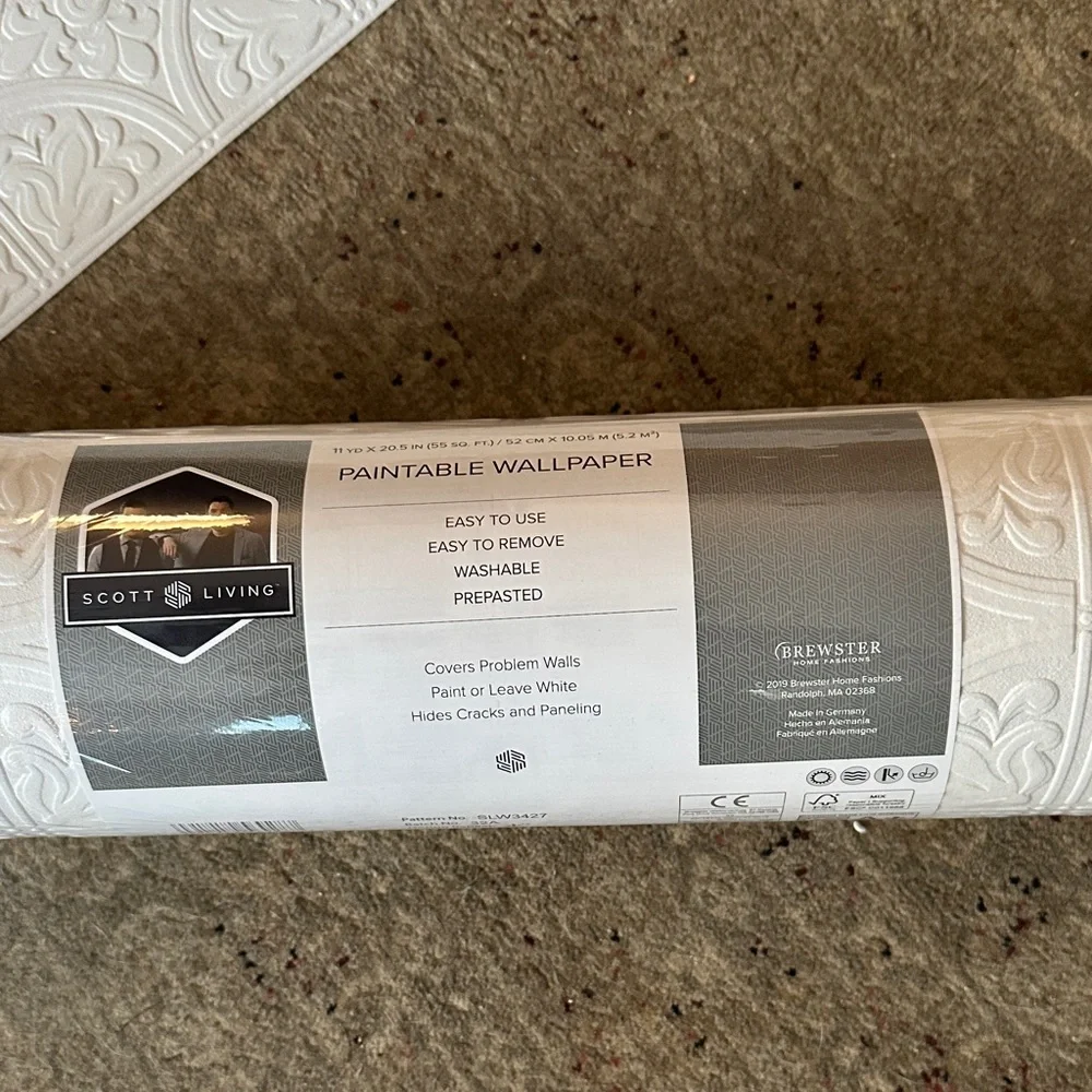 Scott Living White Paintable Wallpaper